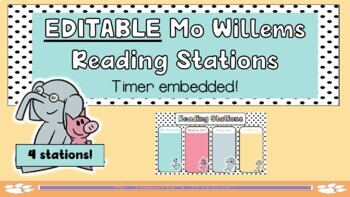 Preview of MO WILLEMS Themes Reading Stations EDITABLE