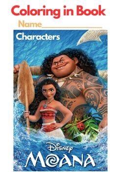 Preview of MOANA- 11 CHARACTERS, Coloring in Book (32 pages) PDF A4 Printable Book