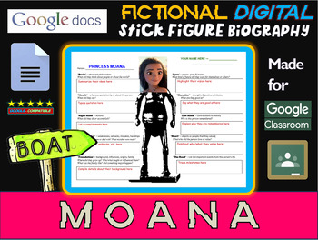 Preview of MOANA - Fictional Digital Stick Figure Research Activity (GOOGLE DOCS)