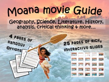 Preview of MOANA MOVIE GUIDE - analyzing geography, science, history, & more (notes & PPT)