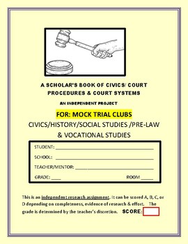 Preview of MOCK TRIAL CLUB ACTIVITIES BOOK:  MG, GRS. 9-12, JR COLLEGE & VOCATIONAL STUDIES