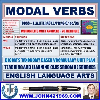 Preview of MODAL VERBS: 24 WORKSHEETS WITH ANSWERS