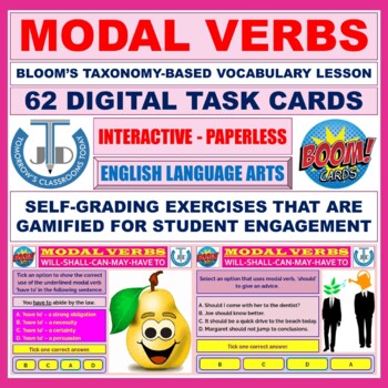 Preview of MODAL VERBS: 62 BOOM CARDS