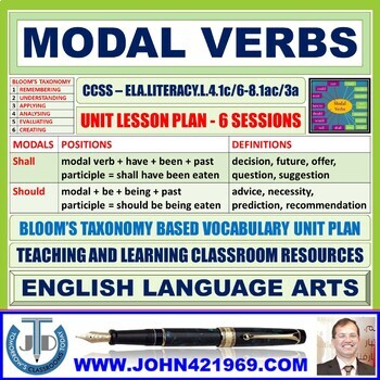 Preview of MODAL VERBS: UNIT LESSON PLAN AND RESOURCES