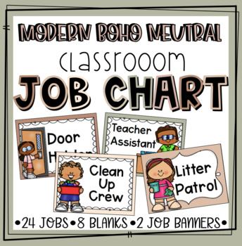 MODERN BOHO NEUTRAL Classroom Job Chart by Teach Happy Shop | TPT