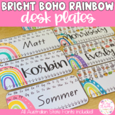 MODERN BRIGHT BOHO RAINBOW Editable Desk Plates