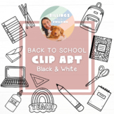 MODERN CLIP ART - School Supplies | BLACK & WHITE [Billings in the Building]