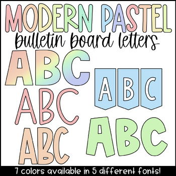 MODERN PASTEL Bulletin Board Letters | TPT