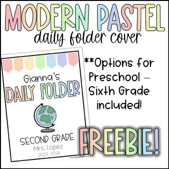 Preview of MODERN PASTEL EDITABLE Daily Folder Cover | Take Home Folder | Homework Folder