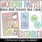 MODERN PASTEL Word Wall Headers and EDITABLE Cards | Phoni