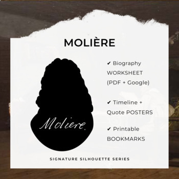 Preview of MOLIÈRE Biography Worksheet, Posters, Bookmarks, Clip Art (Google + PDF)