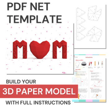 Preview of MOM word 3d model |Valentines Craft | classroom decor | Valentines activities