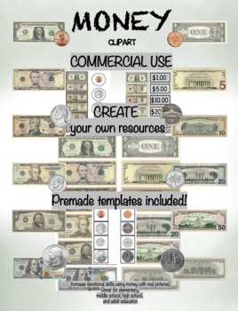 Preview of MONEY Clipart Commercial Use for Token Economy or Special Education