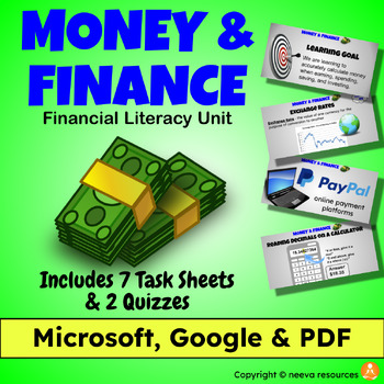 Preview of MONEY & FINANCE: Complete UNIT Gr. 4-8 (MICROSOFT, GOOGLE & PDF)