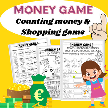 Preview of MONEY Worksheets / Shopping Money Game and Counting Money 2nd grade activities