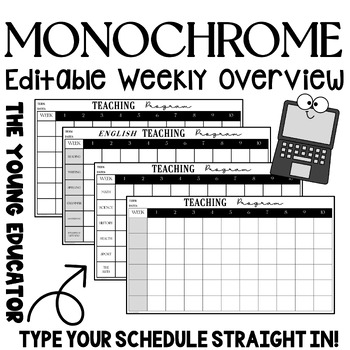 Preview of MONOCHROME EDITABLE TERM X 10 WEEKLY PLANNING OVERVIEW
