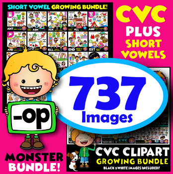 Preview of MONSTER Bundle! CVC and Short Vowels clipart collection. {Lilly Silly Billy}