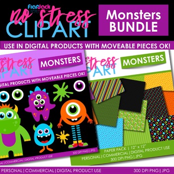 Download Monsters Clipart Plus Digital Papers Bundle By Flapjack Educational Resources