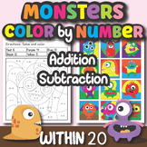 MONSTERS, Color by Number, ADDITION and SUBTRACTION WITHIN