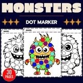 MONSTERS  Dot Markers Coloring Pages Sheets - Fun Septembe