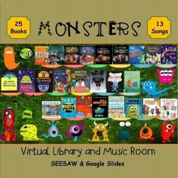 Preview of MONSTERS Virtual Library & Music Room - SEESAW & Google Slides