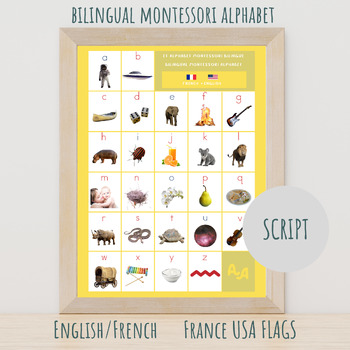 Preview of (French / English) MONTESSORI BILINGUAL ALPHABET (France/ USA) SCRIPT