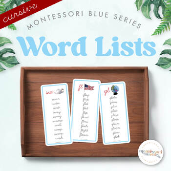 Preview of MONTESSORI BLUE SERIES Beginning Blends Word Lists in Cursive