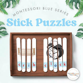 Preview of MONTESSORI BLUE SERIES Craft Stick Puzzles | 39 sets