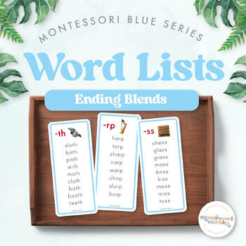 Preview of MONTESSORI BLUE SERIES Ending Blends Word Lists | Montessori Language Arts