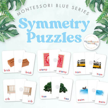 Preview of MONTESSORI BLUE SERIES Symmetry Puzzles | Montessori Inspired Matching Activity