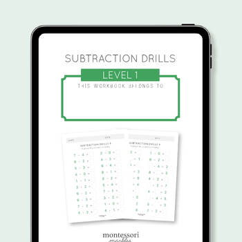 Preview of MONTESSORI MATH, Level 1 Subtraction Drills Single-Digit, First Grade Math