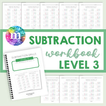 Preview of MONTESSORI MATH, Level 3 Subtraction Drills, Three-Digit Subtraction, 3rd Grade