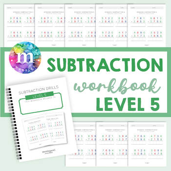 Preview of MONTESSORI MATH, Level 5 Subtraction Drills, Four-Digit Dynamic Subtraction