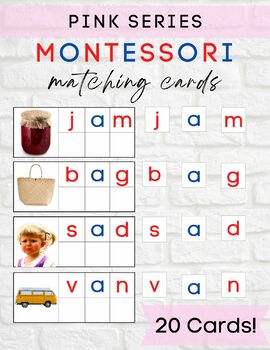 Preview of MONTESSORI PINK SERIES Matching Cards | 20 Cards