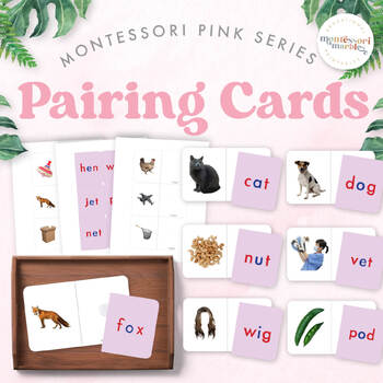 Preview of MONTESSORI PINK SERIES Pairing Cards, Labelling, Early Reading, Early Literacy