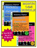 PHONICS-MONTH 1-2-3 Bundle!Elementary Elephant Curriculum-