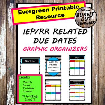 Preview of MONTHLY & ANNUAL SPECIAL EDUCATION PAPERWORK IEP RR DUE DATES PLANNER ORGANIZER