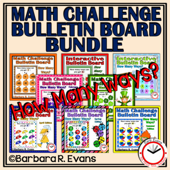 Preview of MONTHLY BULLETIN BOARD MATH CHALLENGE BUNDLE Math Computation GATE