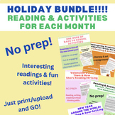 MONTHLY HOLIDAY ACTIVITIES BUNDLE!!! | August - June Activities