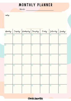 MONTHLY PLANNER (BLANK) by miss lauri tic | TPT