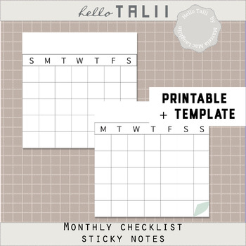 Preview of MONTHLY TRACKER STICKY NOTES- PRINTABLE + TEMPLATE