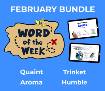 Preview of Word of the Week FEB Vocabulary Bundle: 4 Words (videos, quizzes, activities)