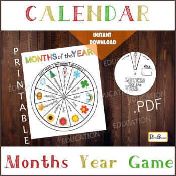 Preview of MONTHS of the Year, Calendar, Month Circle game, Spinner, Preschool Activity