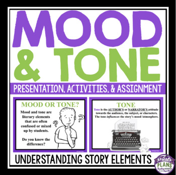 Preview of Mood and Tone Lesson - Presentation and Story Elements Worksheet Assignment