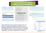 MOODLE Questions: Ionic & Binary Covalent Nomenclature (Di