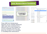 MOODLE Questions: Ionic Nomenclature (Distance Learning)