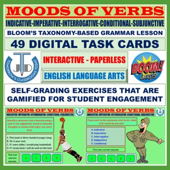 Preview of MOODS OF VERBS: 49 BOOM CARDS