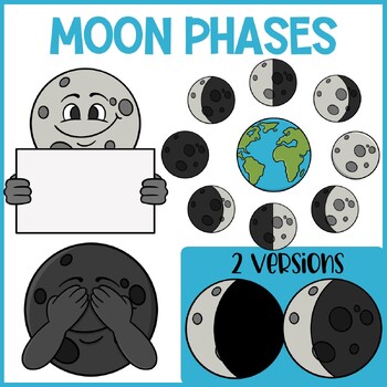 Preview of Moon Phases Clip Art | Full Moon, New Moon, Gibbous, Crescent