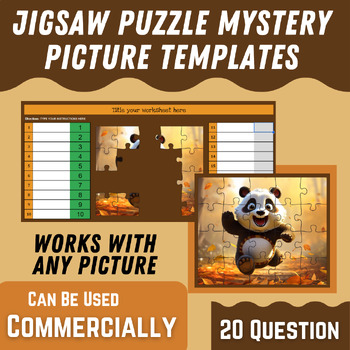 Preview of MORE ALL NEW COLORS - Jigsaw Puzzle Mystery Template (4 colors) - 20 Questions