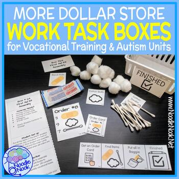 Preview of MORE Dollar Store Vocational Work Task Boxes - 21 MORE Activities with Visuals